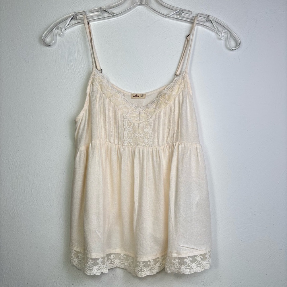 HOLLISTER Vintage Y2K Babydoll Lace Trim Ethereal Cami Tank Top Ivory Cream XS/S - Picture 2 of 12